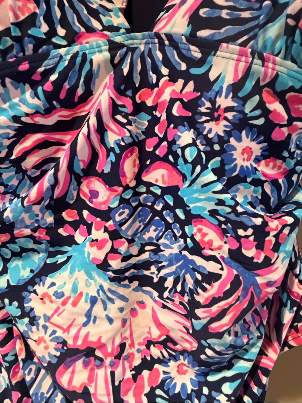 Stella Parker Pink & Blue Floral One-Piece Swimsuit XL - Picture 2 of 6